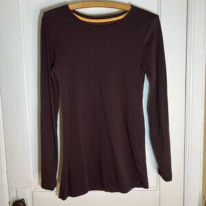 5/$25 Girls Brown Long Sleeve Basic Everyday T-Shirt Crew Neck Top Large